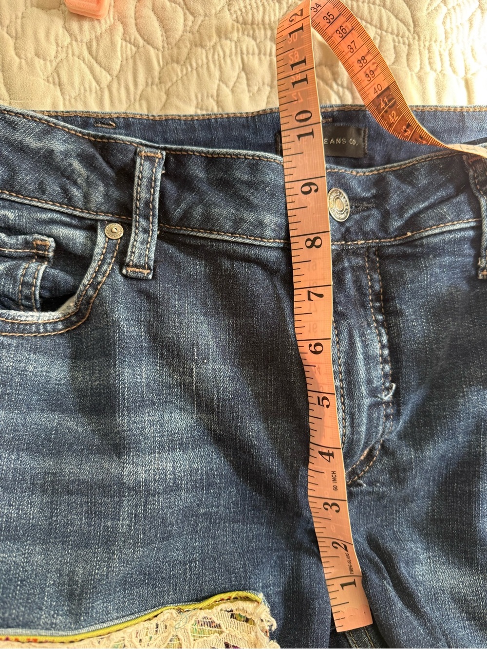Artisan Upcycled Scrappy Denim Boho Jeans Size 32 - Picture 14 of 16